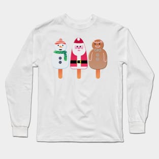 Christmas Snowman, Santa And Gingerbread Man Long Sleeve T-Shirt